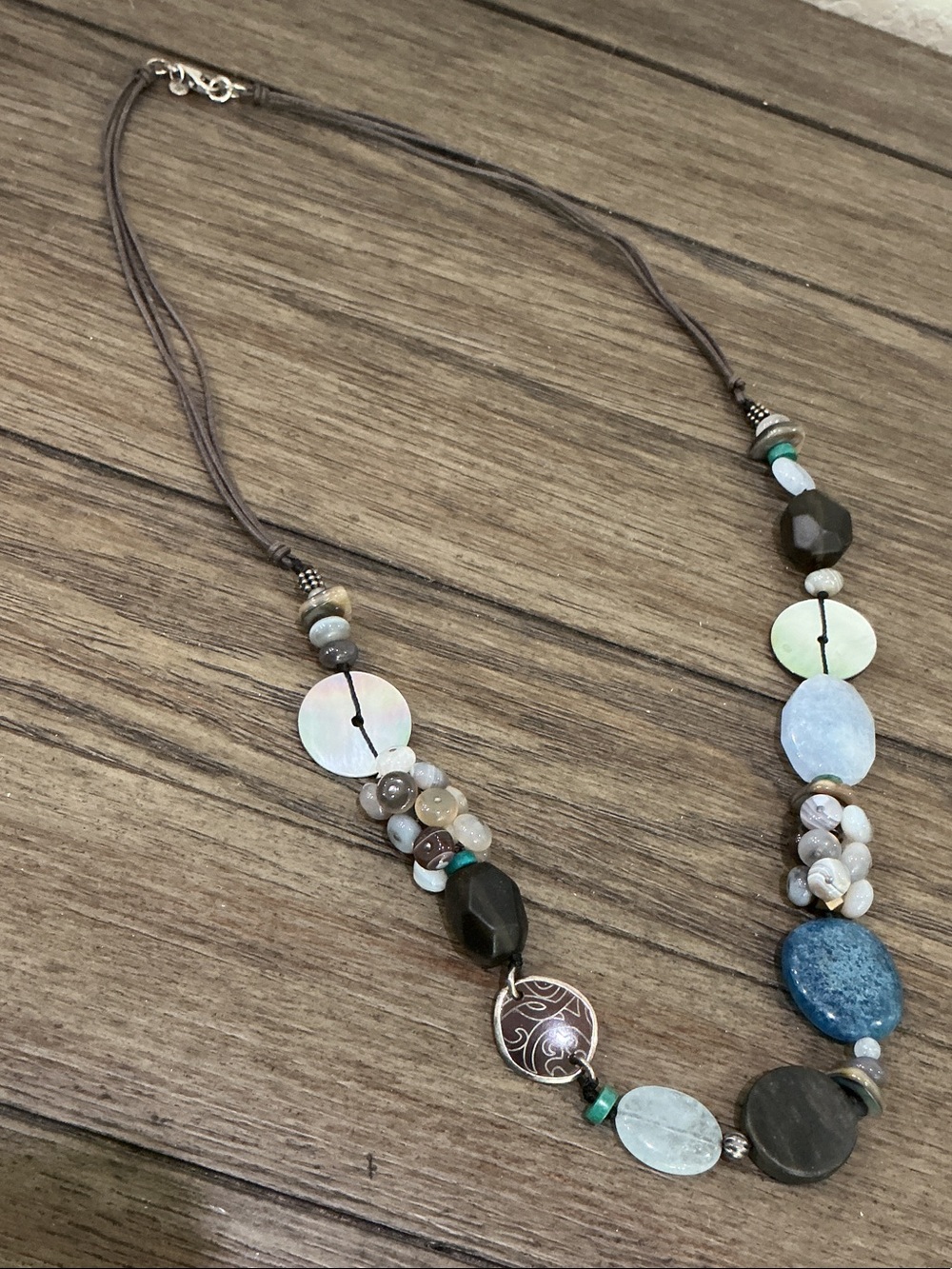 Silpada Watercolors Beaded Multi-Stone Necklace in Blue and Gray